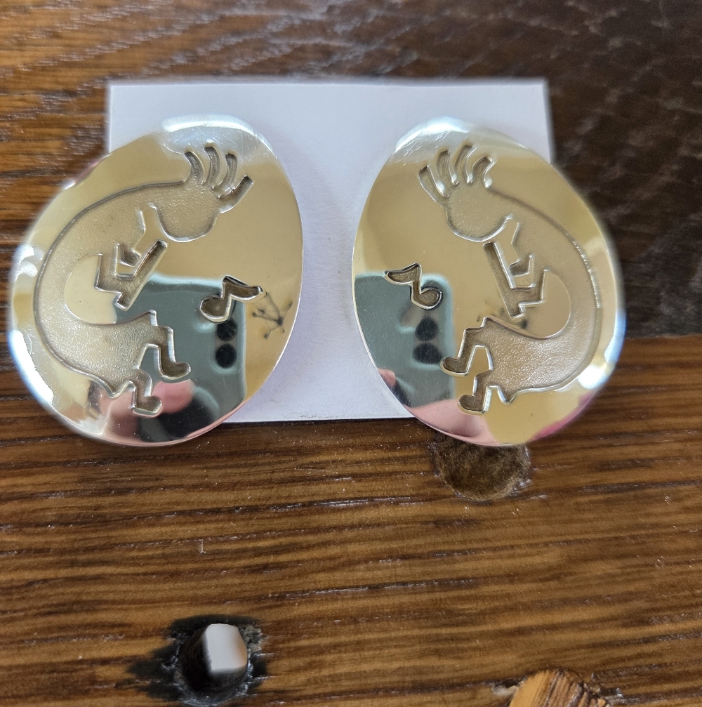 Vintage Robert Platero Navajo Native American Sterling Silver Kokopelli Earrings